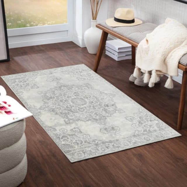 Livabliss Vintage Oriental Boho Cream Lola Area Rug 80 X 150 Cm - Easy Care, Non Shedding, Ideal For Living Room & Bedroom