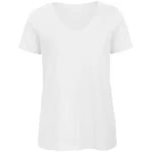 B&C Womens/Ladies Favourite Organic Cotton V-Neck T-Shirt (L) (White)