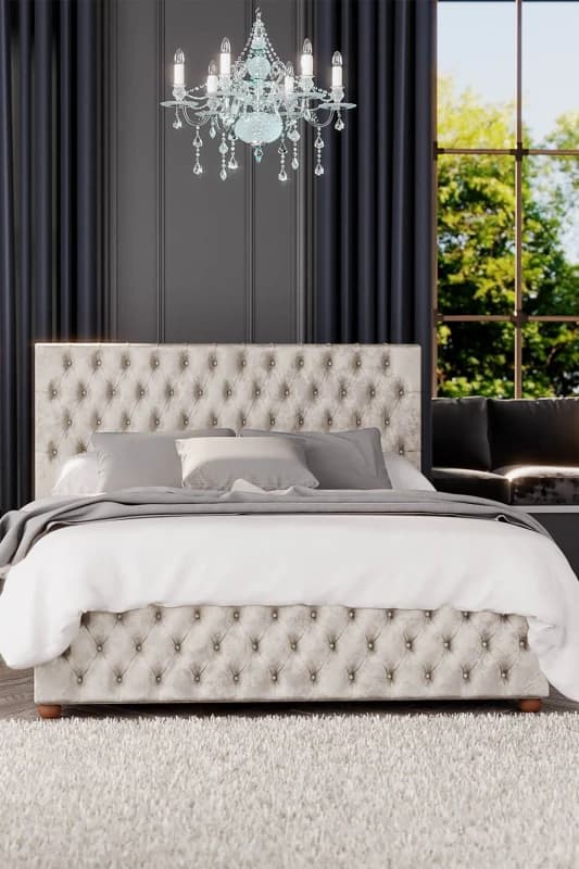 Laurence Llewelyn-Bowen Laurence Llewelyn-Bowen Seren Ottoman Storage Bed in Mirazzi Velvet Fabric, Custom Made in Ivory Size: Single Ivory Single U