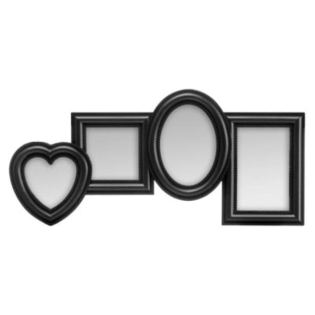 Premier Housewares Premier Housewares - Black Photo Frame / Frames For Four Photos Plastic Finish Picture Frames For Wall Contemporary Rectangular Pho