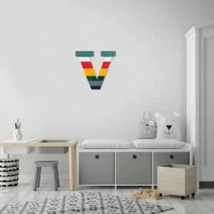 Alphabet V 2 Multicolor Decorative Wooden Wall Accessory