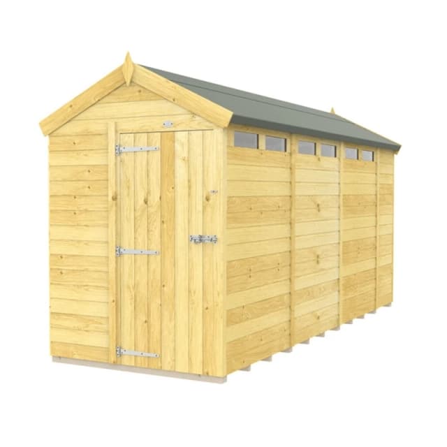 Buttercup Farm 5 x 14 Feet Apex Security Shed - Single Door - L417 x W147 x H217cm in Brown Brown Unisex
