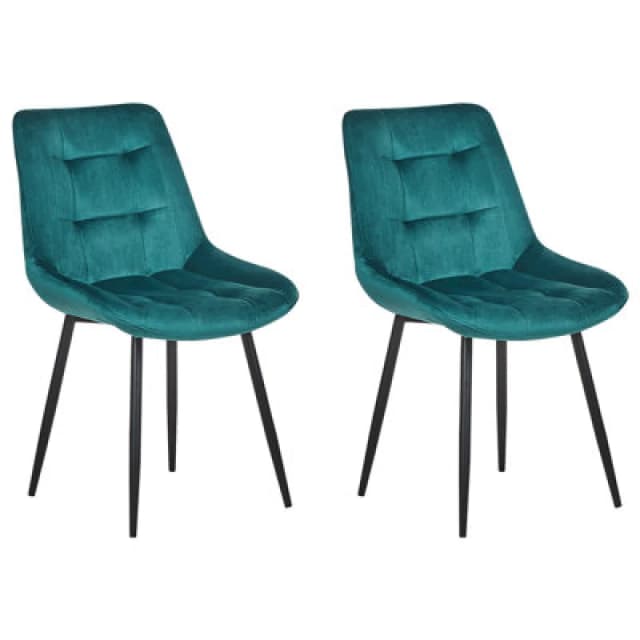 Beliani Set Of 2 Dining Chairs Melrose Velvet Turquoise
