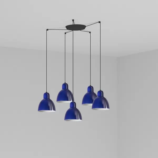 Venice 5 Light Cobalt Blue Cluster Drop Pendant Lamp