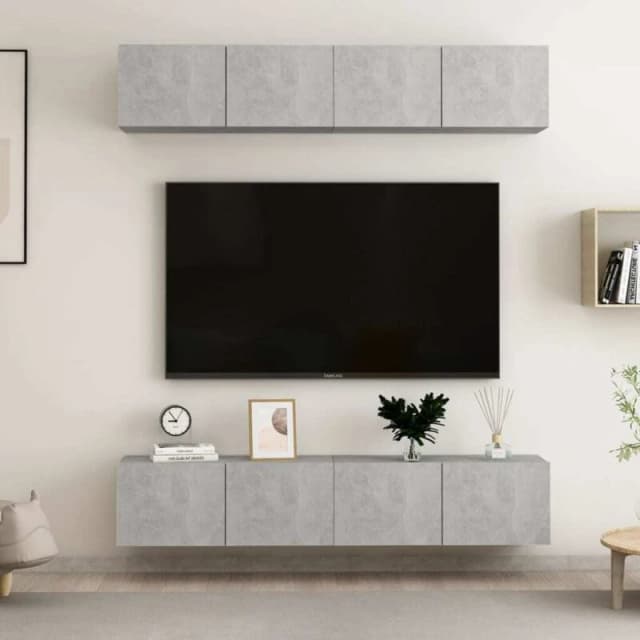 VIDAXL TV Cabinets 4 pcs Concrete Grey 80x30x30cm Engineered Wood Vidaxl 8720286573532