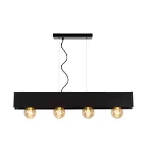 Surtus Industrial Bar Pendant Light - 4xE27 - Black