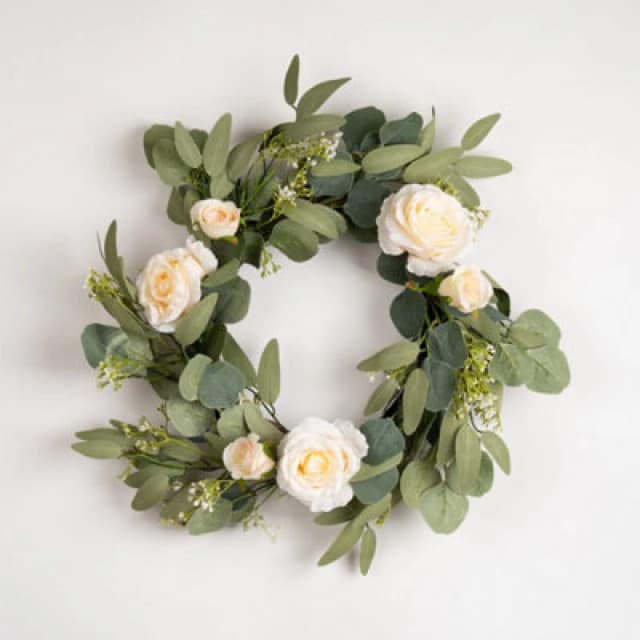 Scottish Everlastings Ltd. Scottish Everlastings 40Cm Artificial Eucalyptus And Rose Wreath