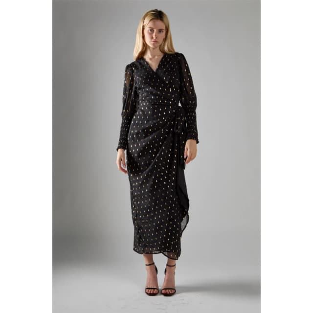 Glamorous Black with Gold Spot Long-Dress Black female 8 (XS)