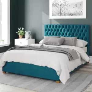 Aspire Monroe Upholstered Ottoman Bed Velvet Teal Double