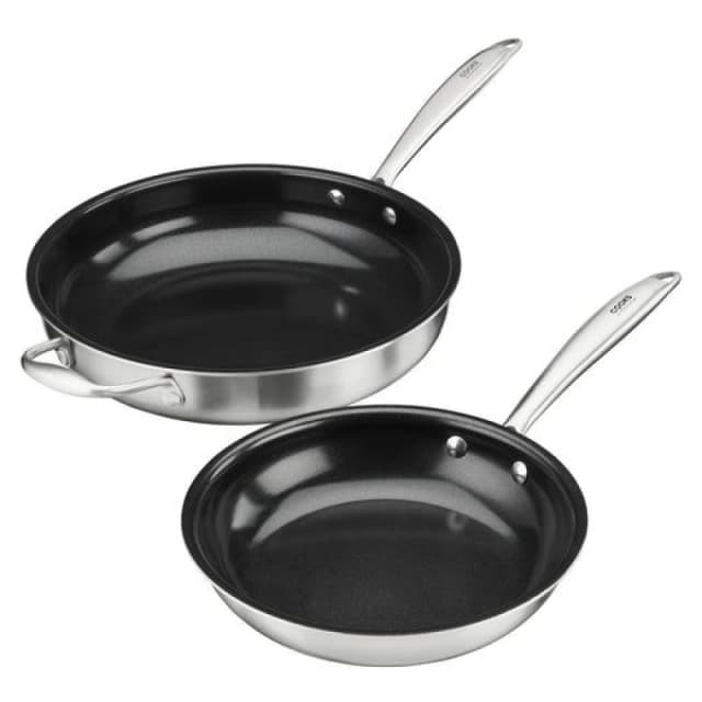 Cooks Professional 2 Piece Tri-Ply Non-Stick Frying Pan Set for All Hobs - 22 & 28cm in Silver Size: 2 Pack Silver Unisex 2 Pack