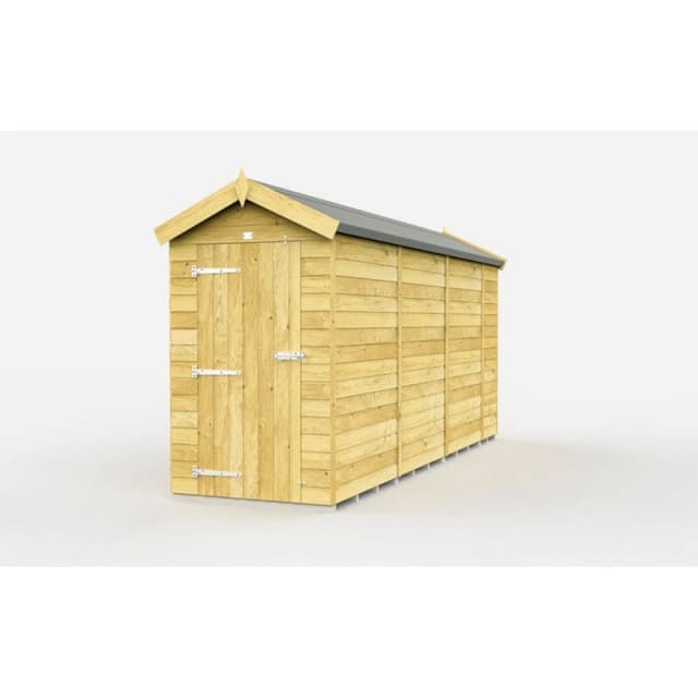 Buttercup Farm 4 x 14 Feet Apex Shed - Single Door W/O Window - L417 x W118 x H217cm in Brown Brown Unisex