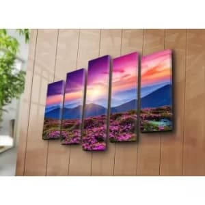 5PATK-51 Multicolor Decorative Canvas Painting (5 Pieces)