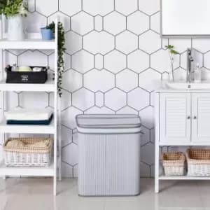 HOMCOM 100L Bamboo Laundry Basket, One Compartment, Flip Lid, Removable Lining - Grey