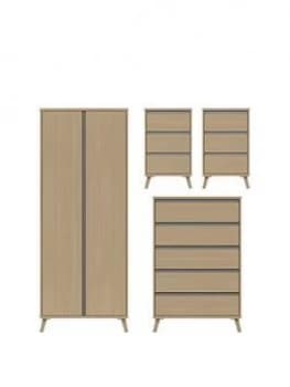 Miller Ready Assembled Package - 2 Door Wardrobe, 5 Drawer Chest And 2 Bedside Chests