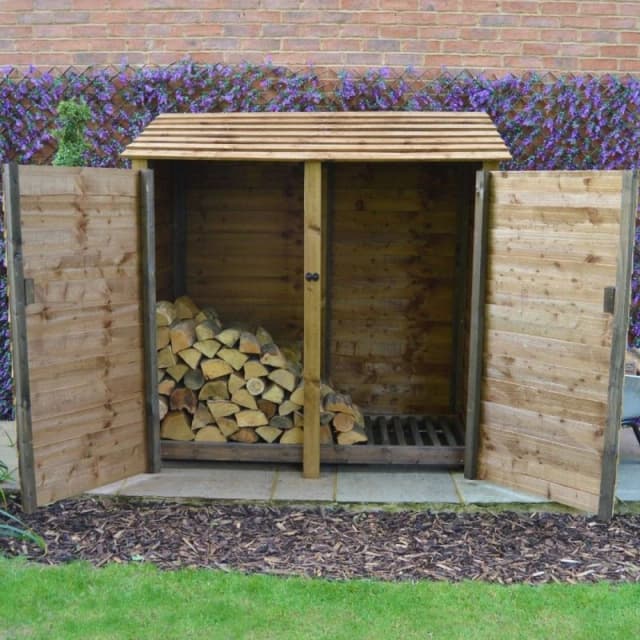 Rutland County Garden Furniture Ltd Hambleton 6ft Log Store with Doors, L80 x W180 x H181 cm, Rustic Brown Brown Unisex