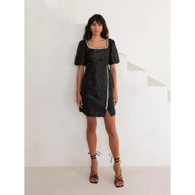 Lovedrobe Womens Jacquard Mini Dress Black female 6 (2XS)