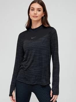 Nike Running Dri-FIT Long Sleeve Top - Black, Size L, Women