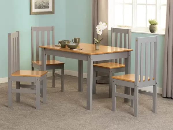 Seconique Ludlow Grey and Oak Dining Table and 4 Chair Set