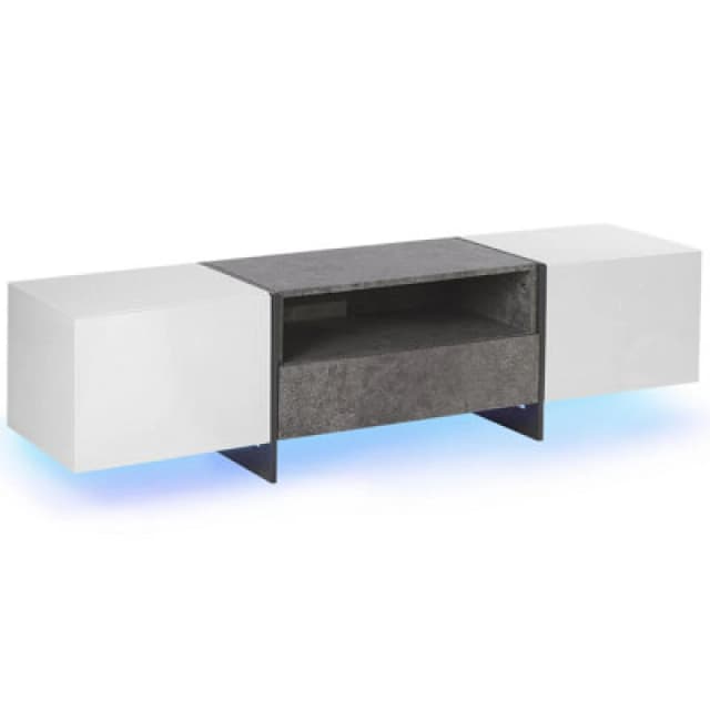 Beliani TV Stand LED Russel Grey Concrete Effect