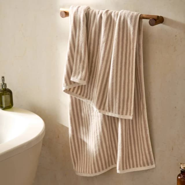 Yard Hebden Striped Cotton Towels Natural 70 X 130Cm, Cream 5.03E+12