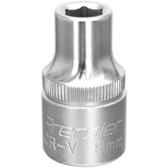 Loops 9mm Steel Drive Socket - 1/2" Square Drive - Chrome Vanadium Wrench Socket Metallics