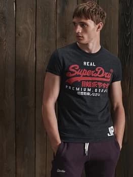 Superdry Vintage Label T-Shirt - Black, Size XS, Men