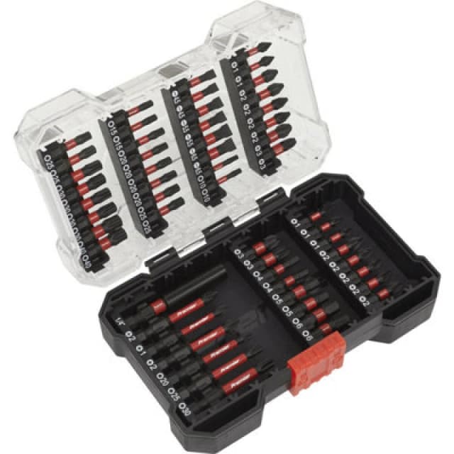 Loops 55 Piece Impact Grade Power Tool Bit Set - S2 Steel Bits - Plastic Storage Case Metallics