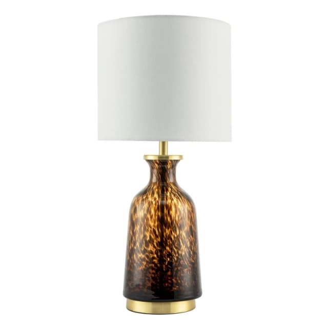 Happy Homewares Modern Amber & Black Snowflake Speckle Glass Table Lamp with Shade Amber Unisex