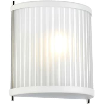 Corona Flush 1 Light Wall Light, White Polished Nickel, Frosted Glass - Elstead