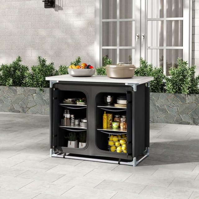 Breeins Camping Camping Kitchen Table Portable Storage, Black unisex One size
