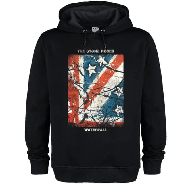 Amplified Mens Waterfall The Stone Roses Hoodie in Black Size: XS Black Male XS