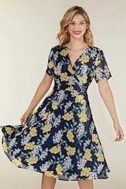Yumi Navy Floral 'Esmay' Midi Dress - 8