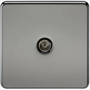 KnightsBridge Coaxial TV Outlet 1G Screwless Black Nickel Un-Isolated Wall Plate