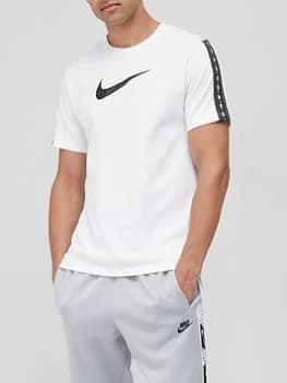 Nike Repeat Swoosh Tape T-Shirt - White/Black Size XL Men
