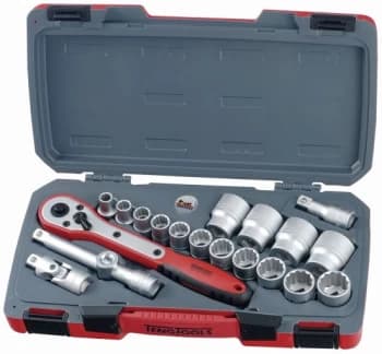 Teng Tools T1220AF 1/2" Drive 12pt Imperial Socket Set + Accessories (20pc)