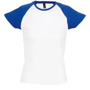 SOLS Womens/Ladies Milky Contrast Short/Sleeve T-Shirt (L) (White/Royal Blue)