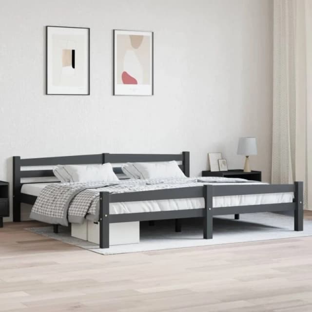 VIDAXL Bed Frame without Mattress Dark Grey Solid Pinewood 200x200cm Vidaxl 8720286327623