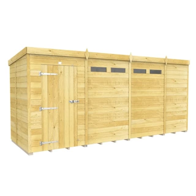 Buttercup Farm 15 x 5 Feet Pent Security Shed - Single Door - L147 x W454 x H201cm in Brown Brown Unisex