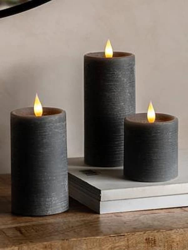 Crossland Grove LED 1 Wick Candle Grey 3Pk 70X70X150mm, Grey 5061090000000