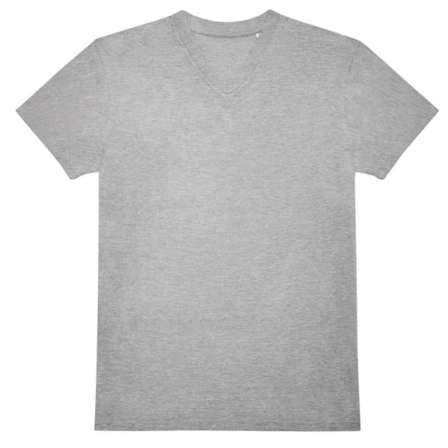 B&C Mens E150 Plain V Neck T-Shirt in Grey Size: Small Grey Male S