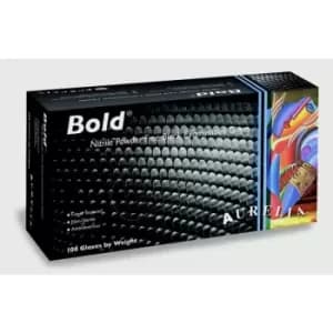 Bold Nitrile Powder Free Disposable Examination Gloves (Pack Of 100) (L) (Black) - Black - Aurelia