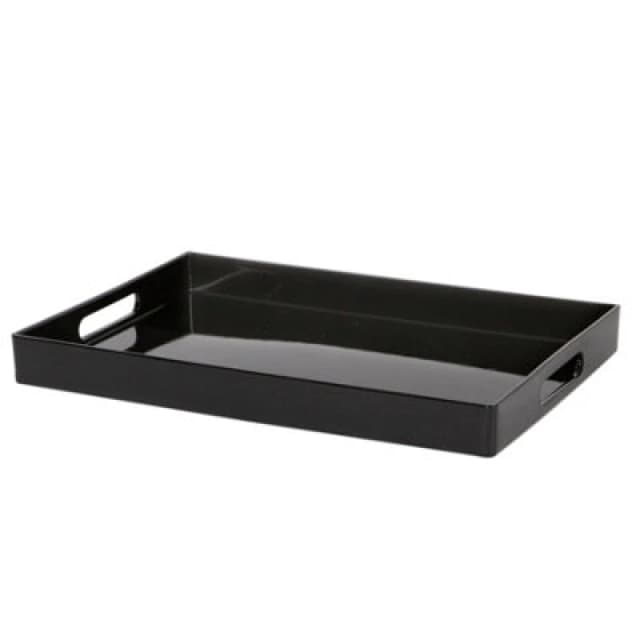 Argon Tableware Serving Tray - 34.5 X 25Cm - Black Rectangular Tray Metallic Decorative Breakfast Tray Melamine Food Tray
