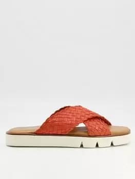 Dune London Leather Lexey Woven Cross Strap Sandal - Orange Leather, Orange, Size 5, Women