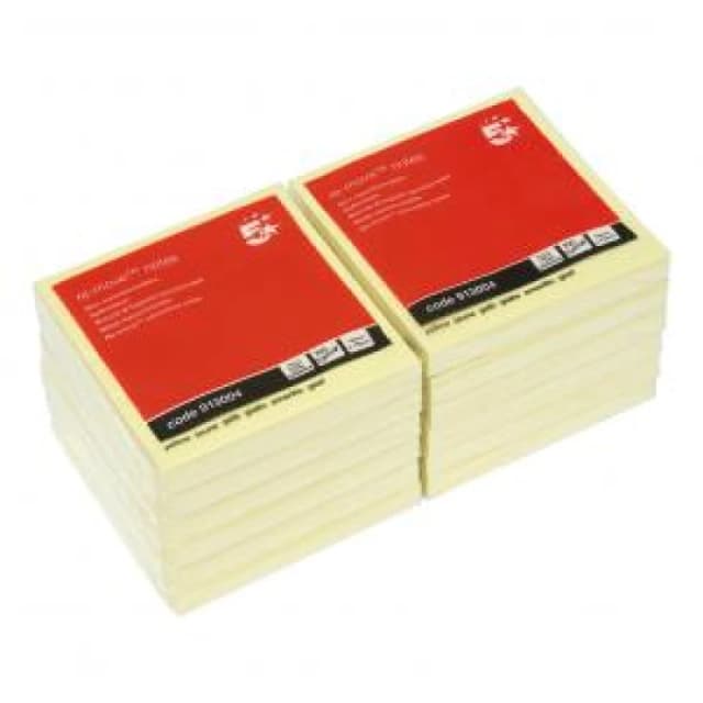 5 Star Sticky Notes Concertina Pad 100 Sheets 76x76mm Yellow (12 Pack) 913004