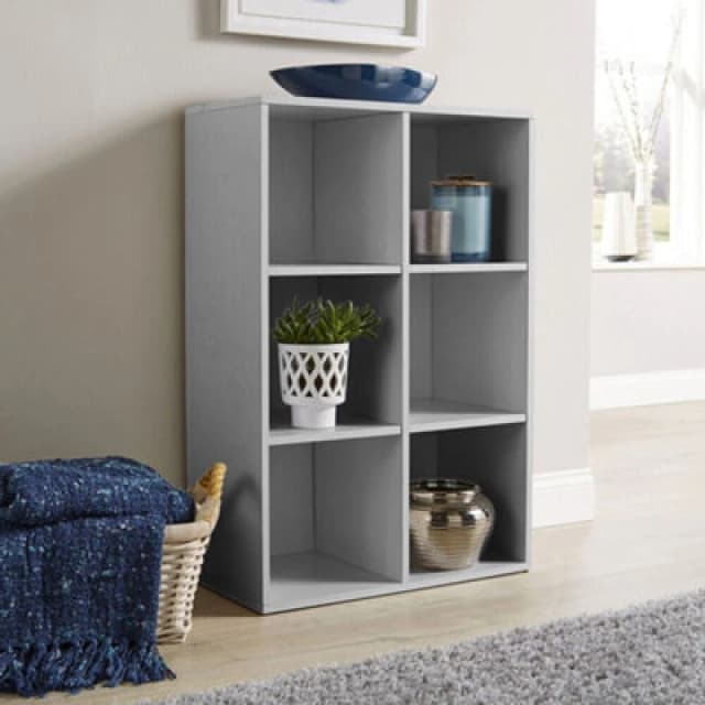 Home Source 6 Cube Storage Bookcase Shelf Unit Grey