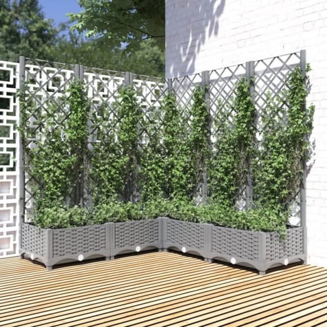 VIDAXL Garden Planter with Trellis Light Grey 120x120x121.5cm pp Vidaxl 153277