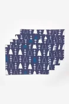 Blue Winterland Christmas Placemats, Set of 4