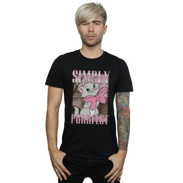 Disney Men Aristocats Marie Simply Purrfect Homage T-Shirt in Black Size: Small Black S Male 5059114949373