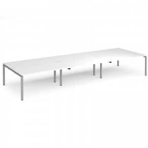 Adapt II Triple Back to Back Desk s 4800mm x 1600mm - Silver Frame whi
