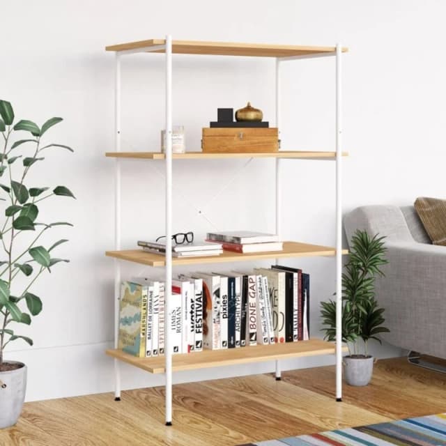VIDAXL 4-Tier Shelving Unit White and Oak 80x40x130cm Vidaxl 8720286563007